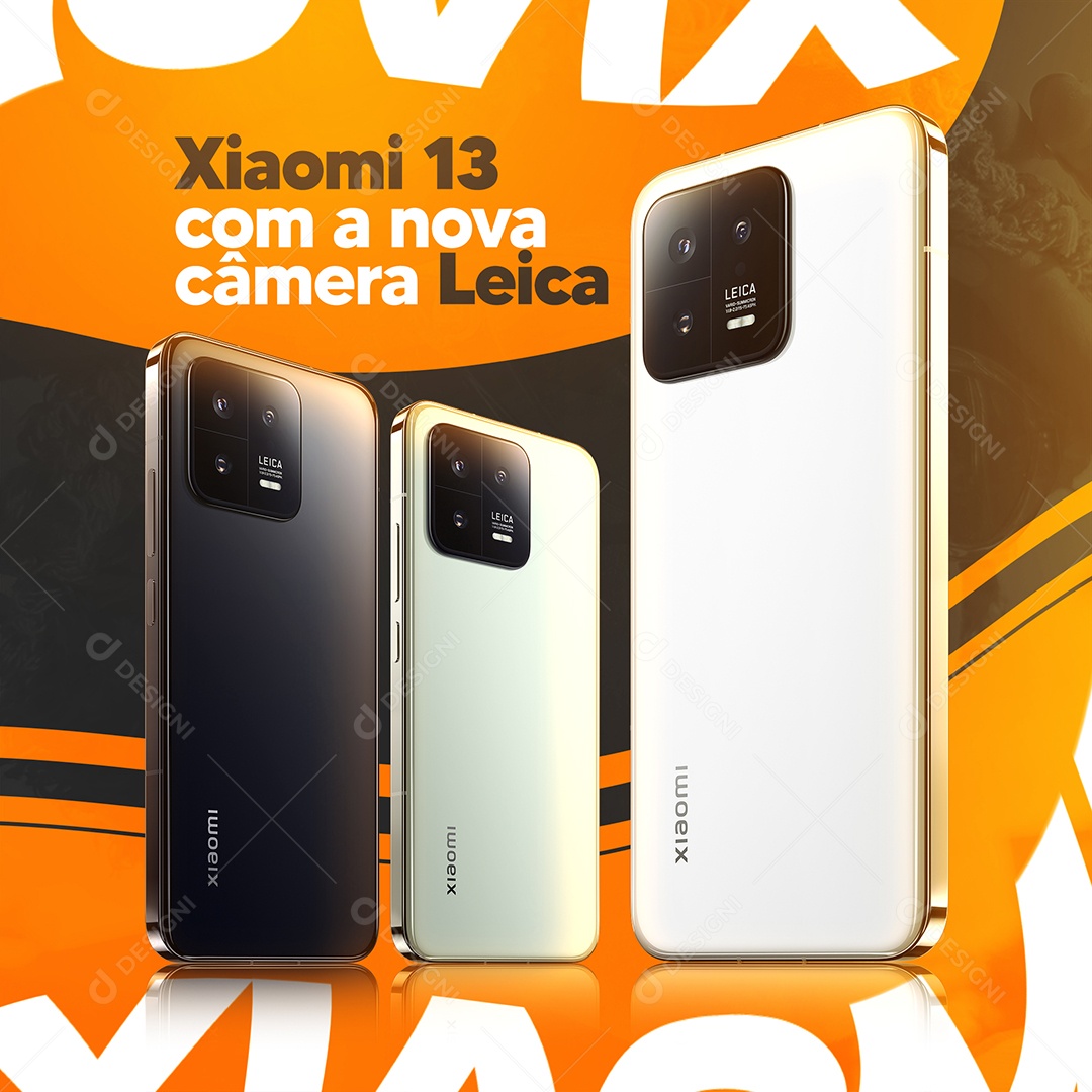 Post Feed Xiaomi 13 Com Nova Câmera Leica Social Media PSD Editável