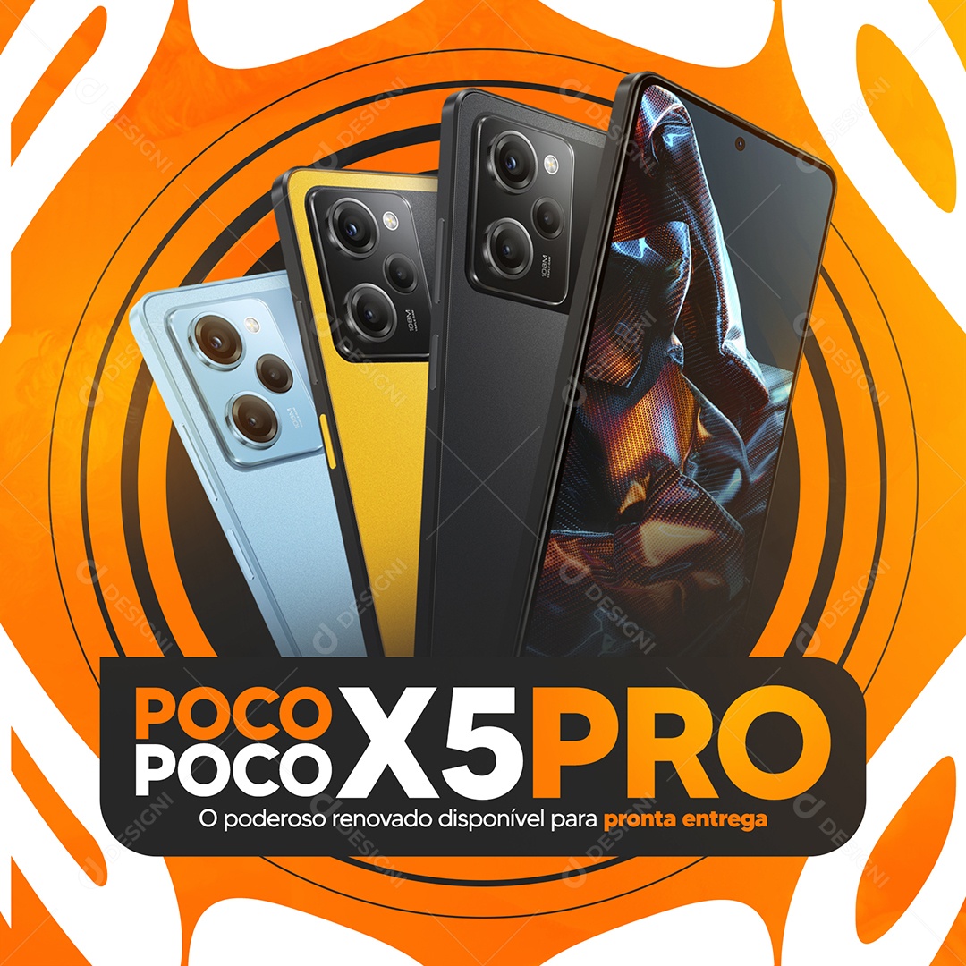 Post Feed Poco X5 Pro O Poderoso Renovado Social Media PSD Editável