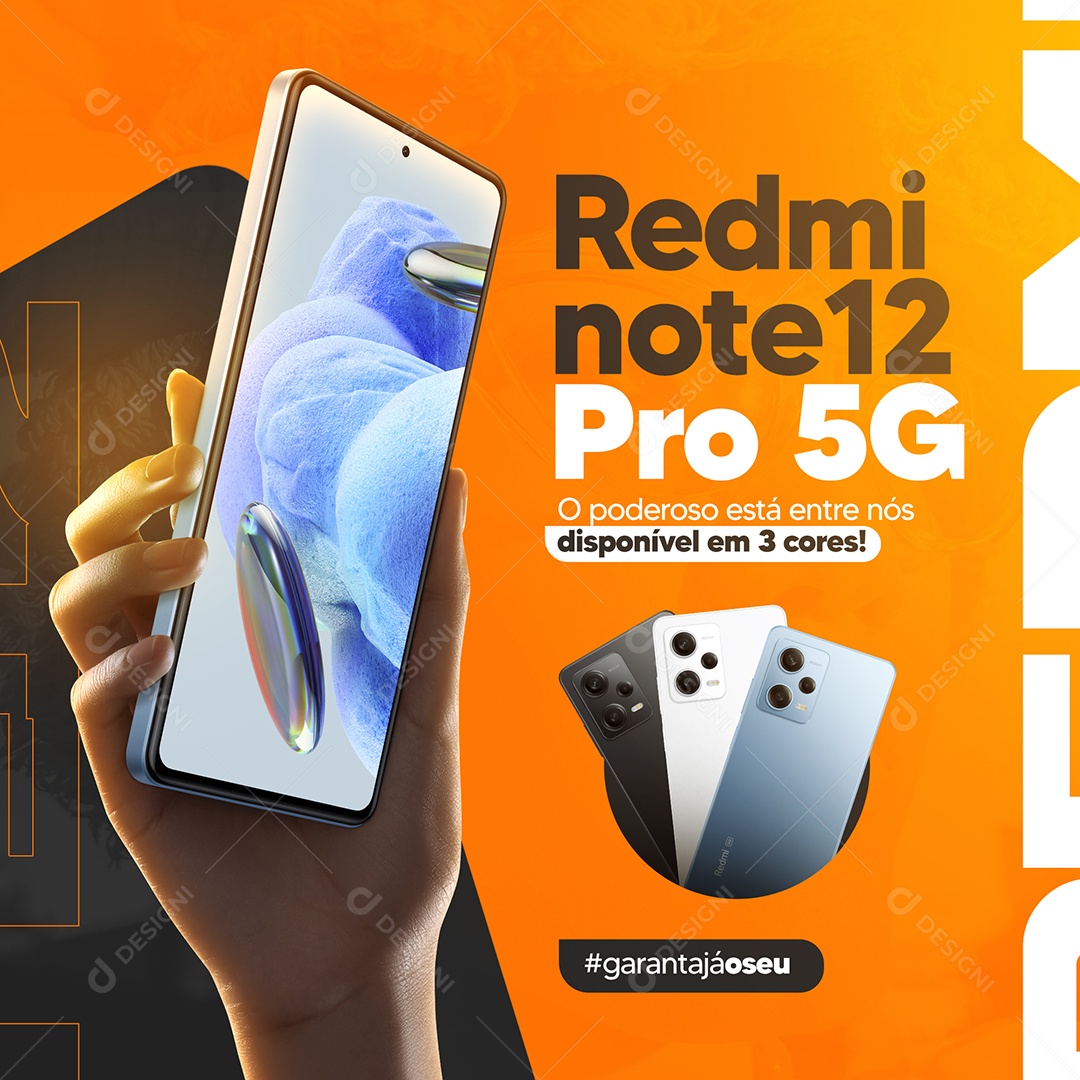 Post Feed Redimi Note 12 Pro 5G O Poderoso Esta Entre Nós Social Media PSD Editável