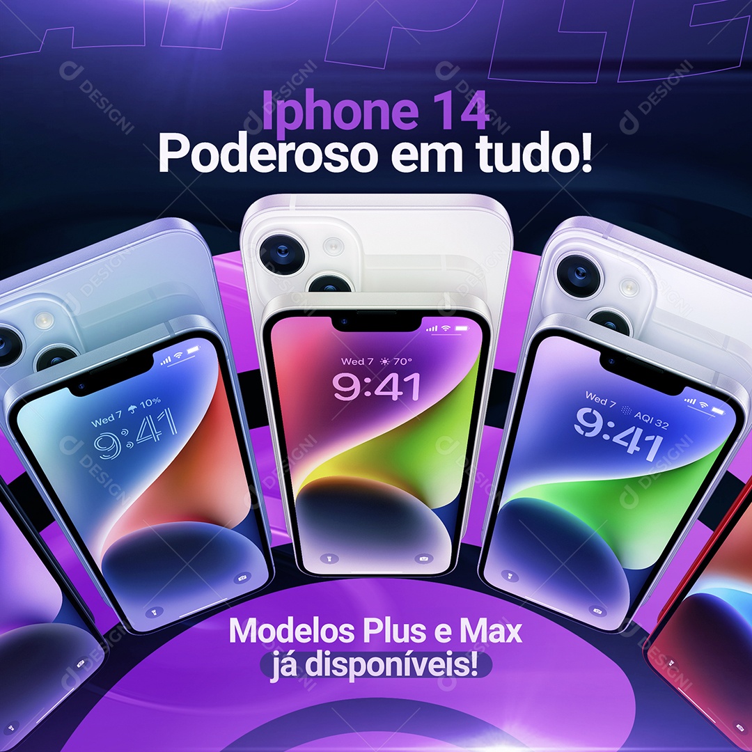 Post Feed Iphone 14 Modelos Plus e Max Poderoso Em Tudo Social Media PSD Editável