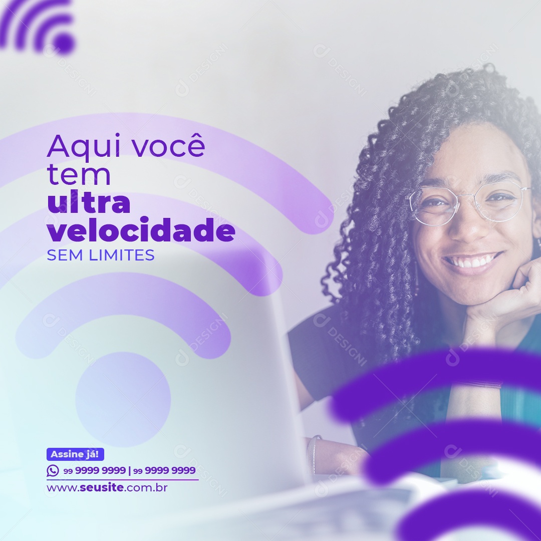 Aqui Você Tem Ultra Velocidade Sem Limites Provedor De Internet Social Media PSD Editável