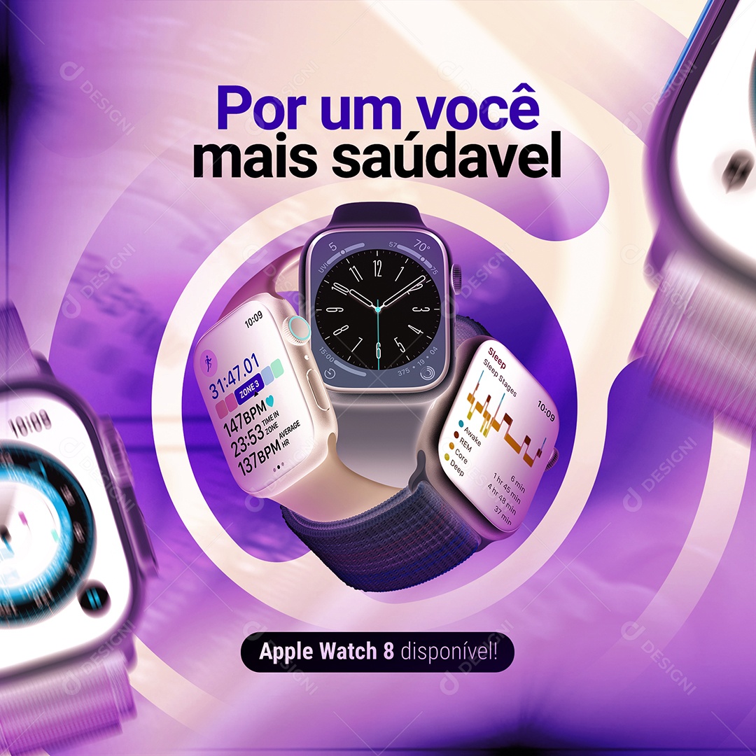 Post Feed Smart Watch 8 Por Um Você Mais Saudável Social Media PSD Editável
