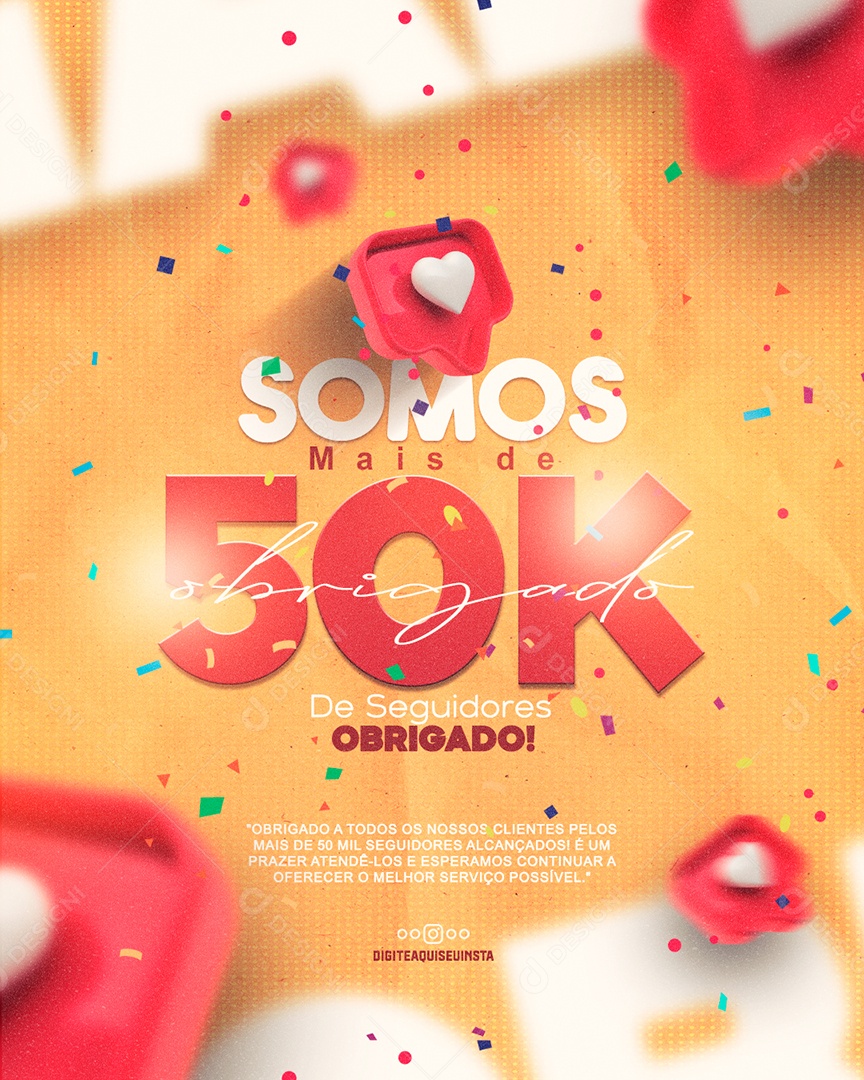 Somos Mais De 50K Seguidores Obrigado Social Media PSD Editável