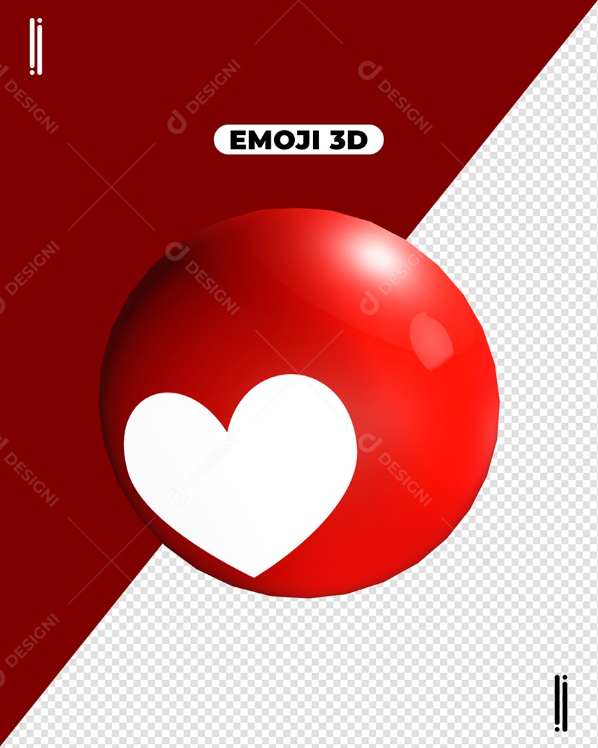 Emoji 3D Coração Vermelho Para Composição PSD