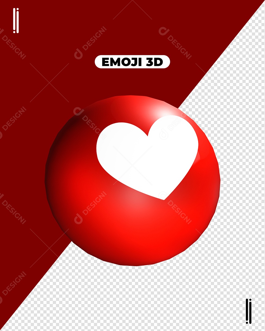 Emoji 3D Coração Vermelho Para Composição PSD