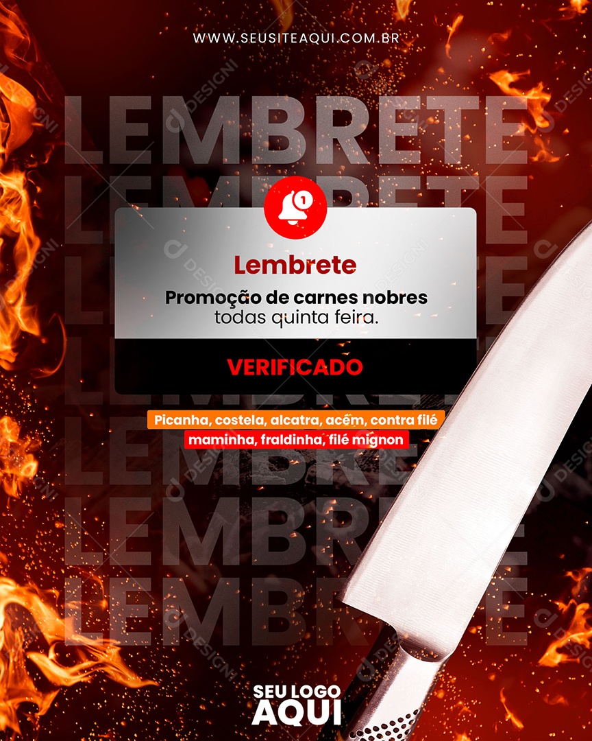 Social Media Lembrete Promoção De Carnes Nobre Para Composição PSD
