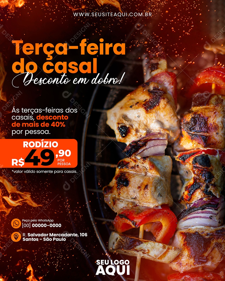 Churrasco Terça Feira Do Casal Rodizio Social Media PSD Editável