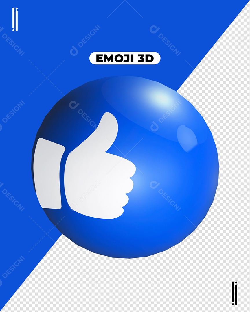 Emoji De Like Azul Redondo Para Composição PSD