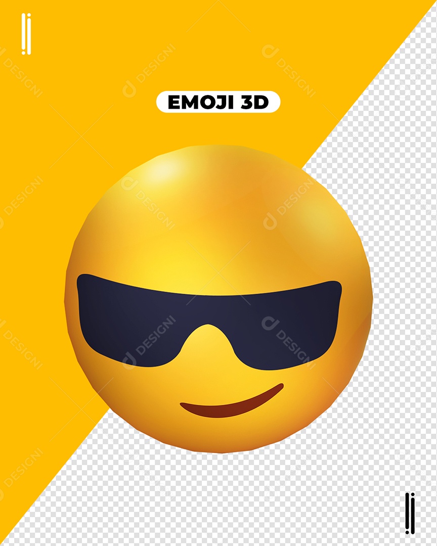 Emoji 3D Cara Com Óculos Para Composição PSD