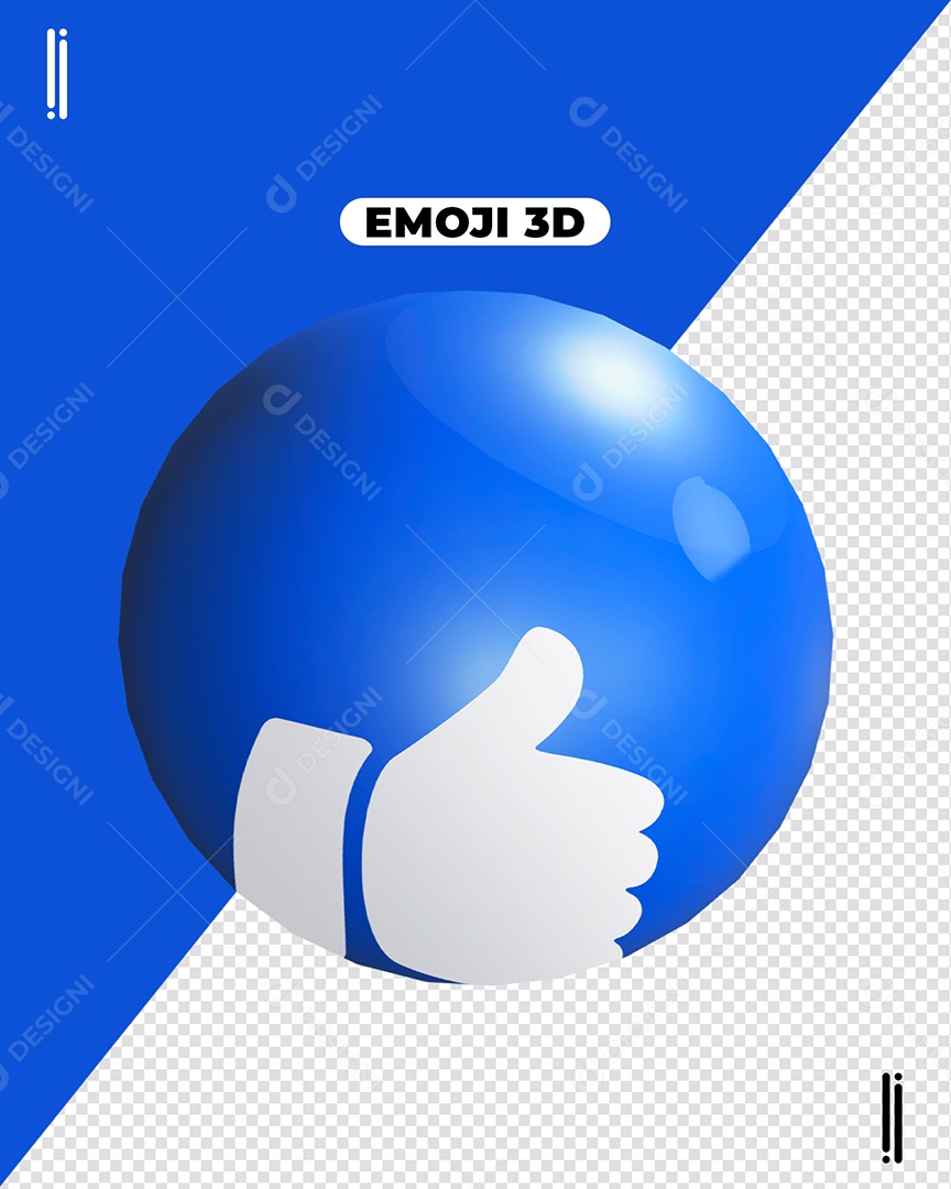 Emoji De Like Azul Redondo Para Composição PSD