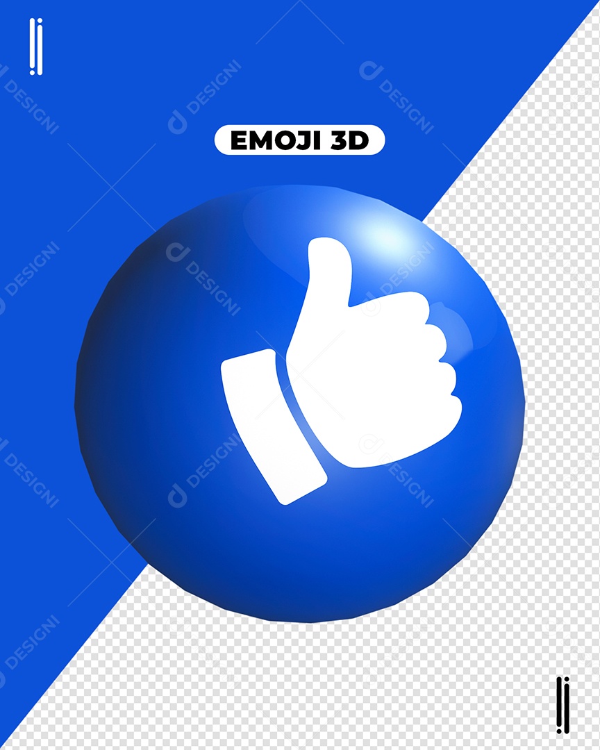 Emoji De Like Azul Redondo Para Composição PSD