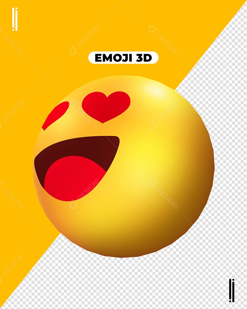 Emoji 3D Cara Com Olhos De Coração Para Composição PSD