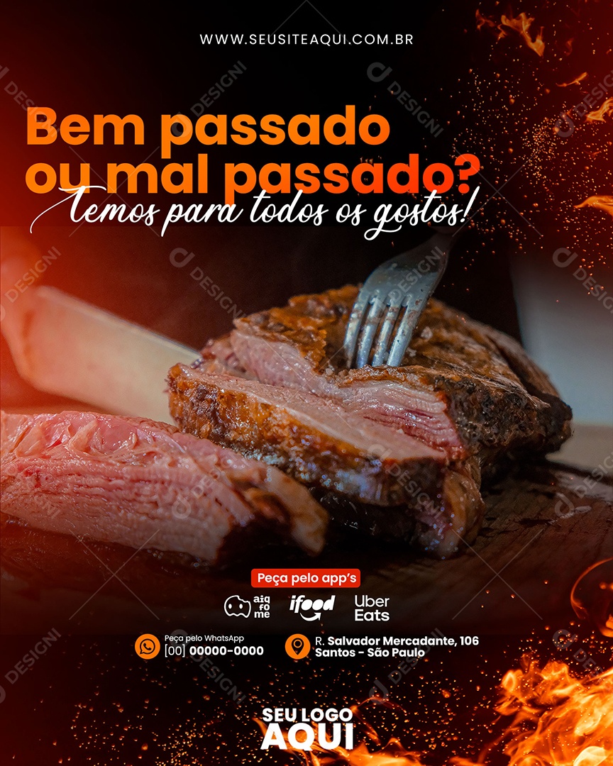 Social Media Bem Ou Mal Passado Churrascaria PSD Editável