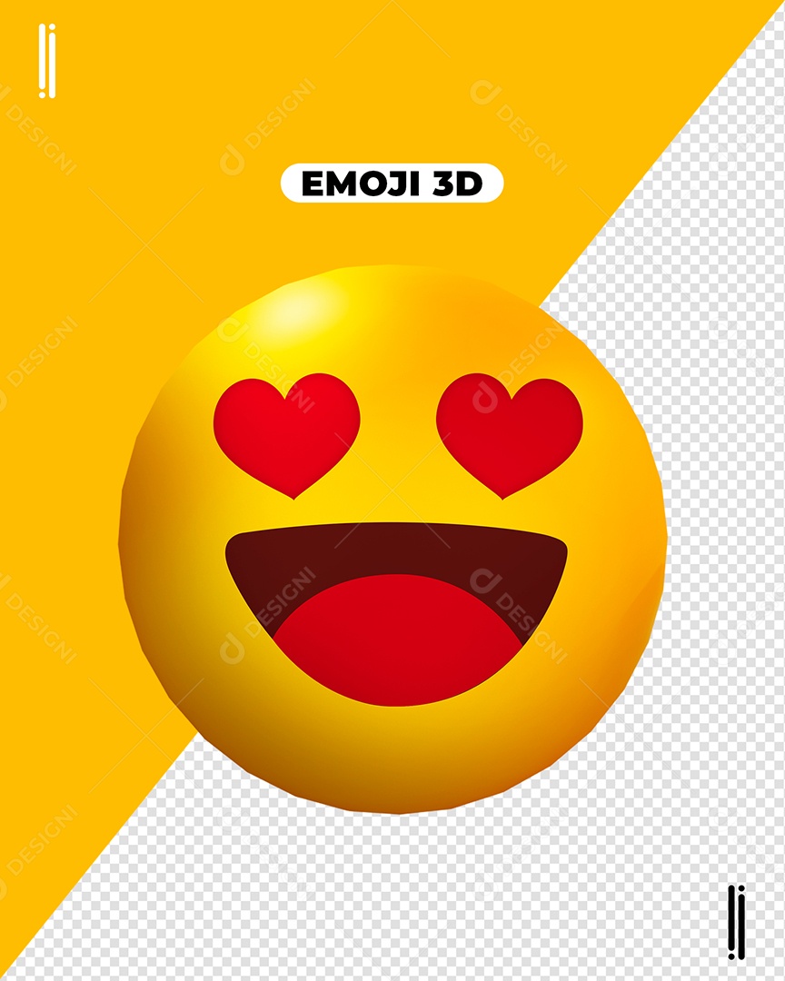 3D Face With Heart Eyes Emoji For PSD Composition
