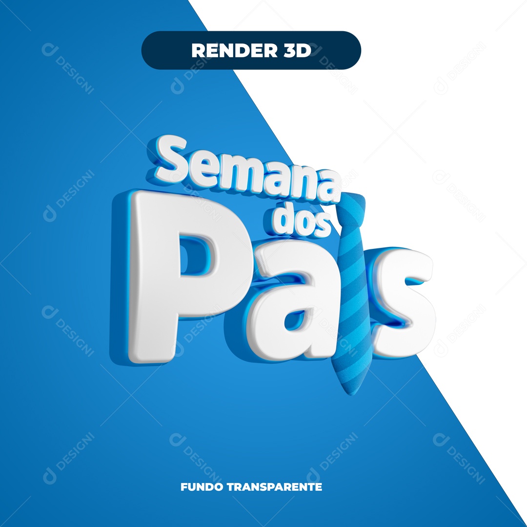 Selo 3D Dia Dos Pais Azul e Branco Social Media PSD Editavel