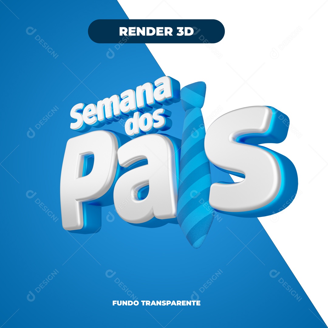 Selo 3D Dia Dos Pais Azul e Branco Social Media PSD Editavel