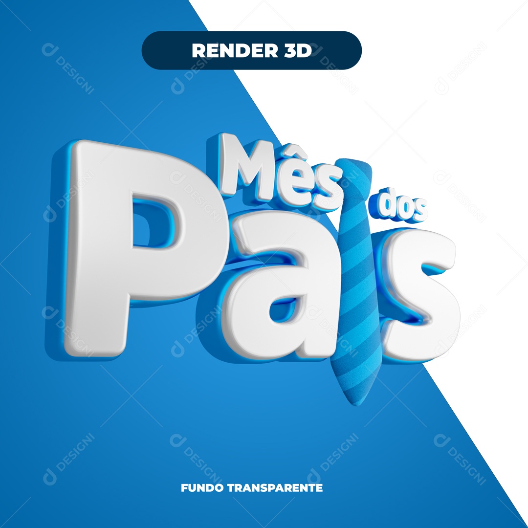 Selo 3D Dia Dos Pais Azul e Branco Social Media PSD Editavel