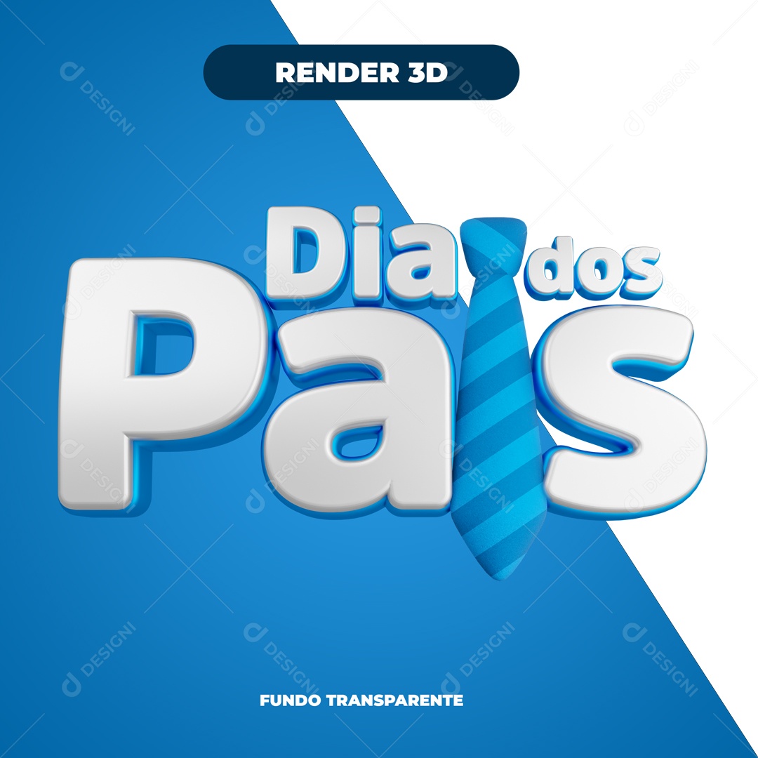 Selo 3D Dia Dos Pais Azul e Branco Social Media PSD Editavel