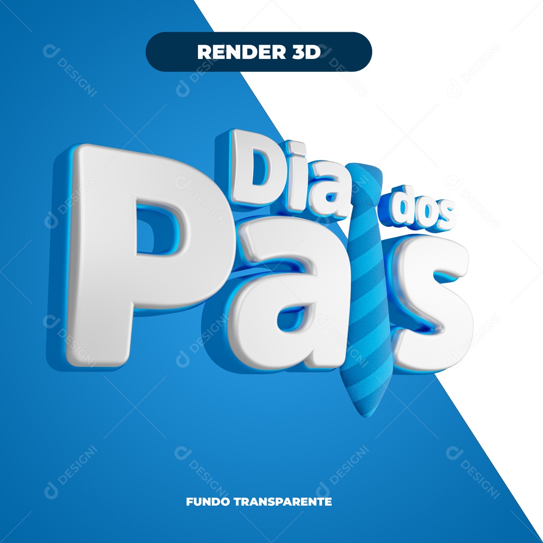 Selo 3D Dia Dos Pais Azul e Branco Social Media PSD Editavel