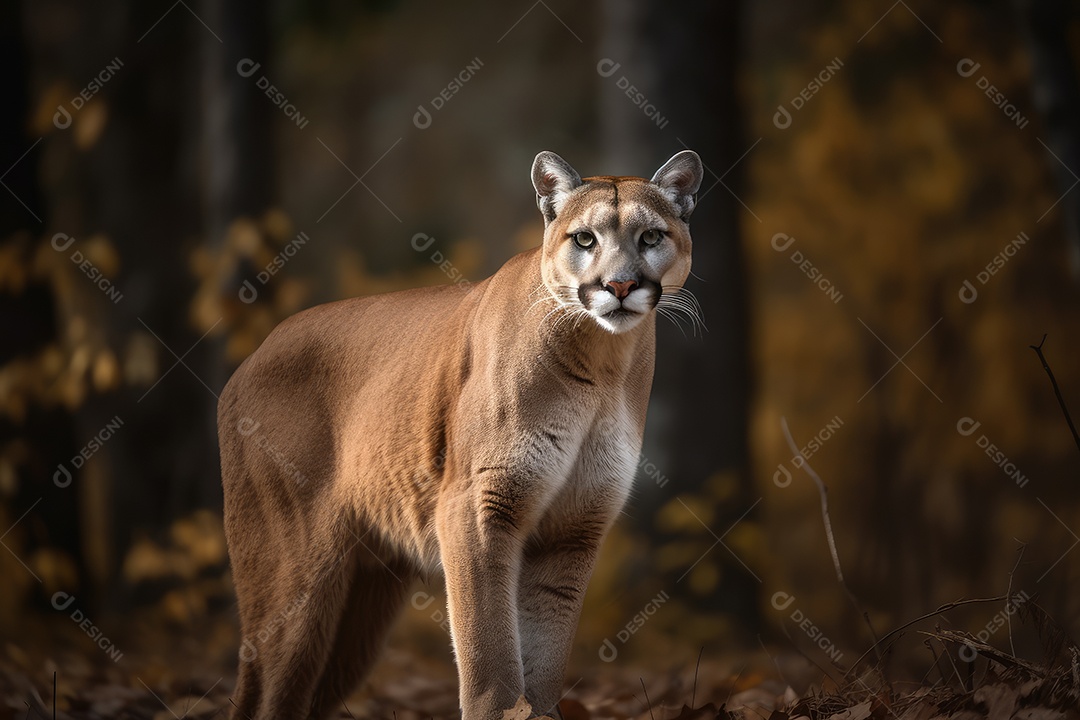 Puma sobre fundo em composição perfeita gerado por IA