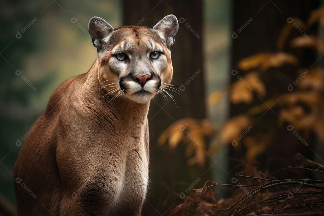 Puma sobre fundo em composição perfeita gerado por IA