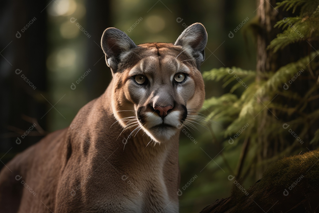 Puma sobre fundo em composição perfeita gerado por IA