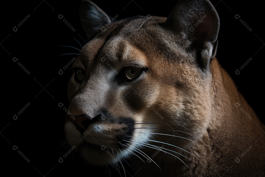 Puma sobre fundo preto composição perfeita gerado por IA