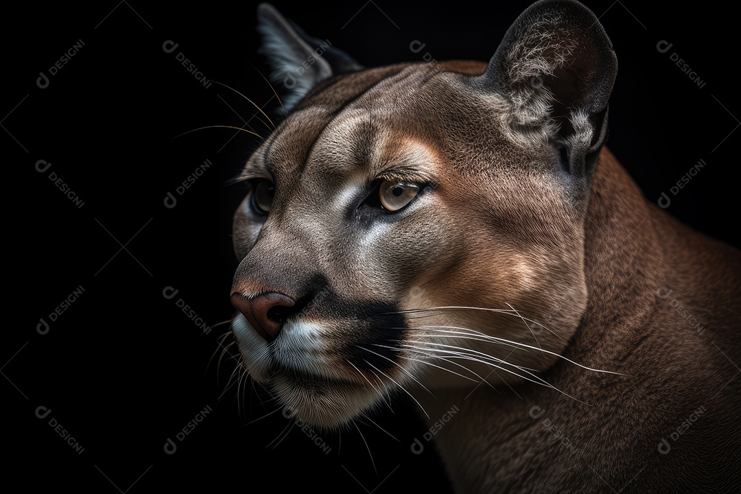 Puma sobre fundo preto composição perfeita gerado por IA