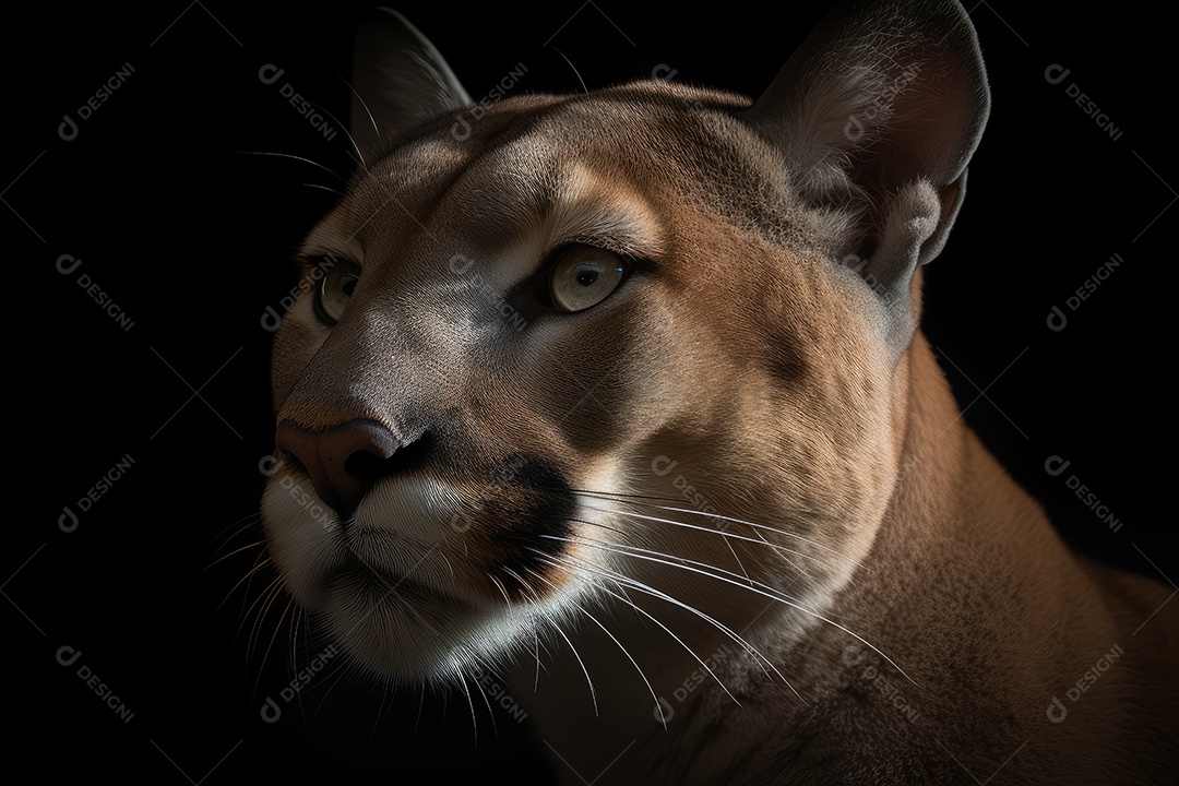 Puma sobre fundo preto composição perfeita gerado por IA