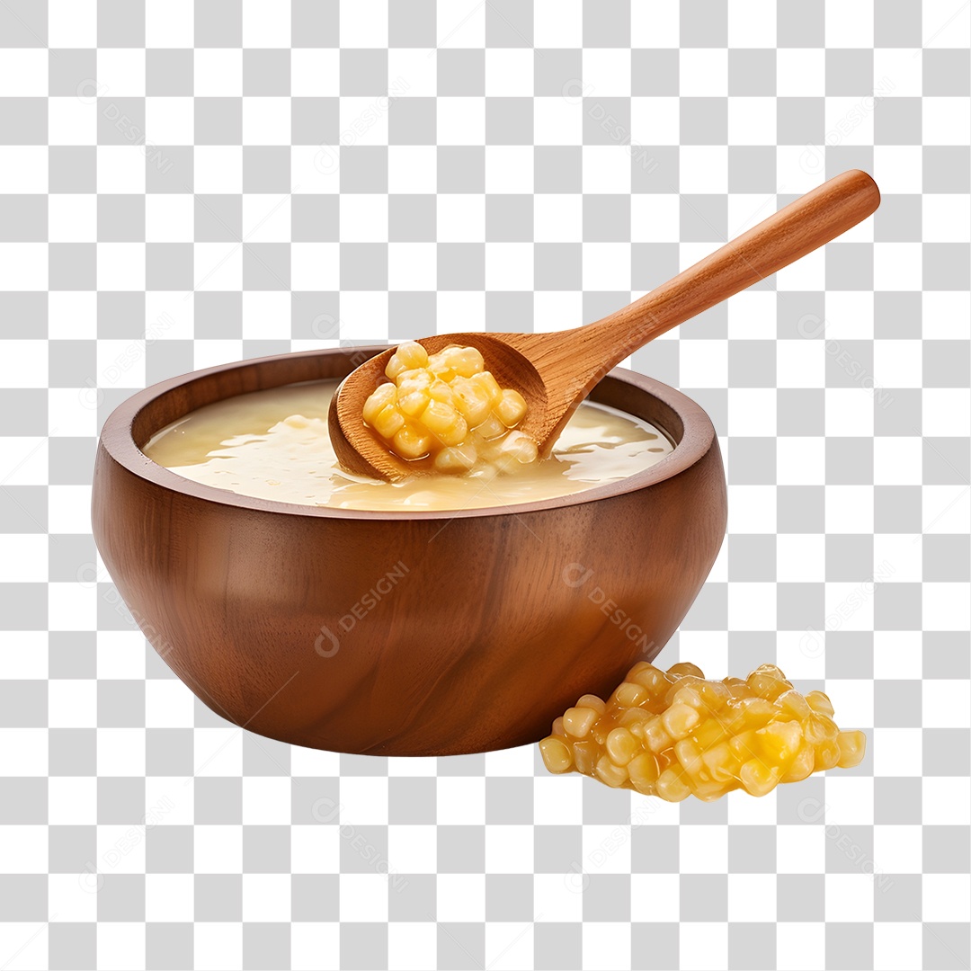 Creme de Milho sobre uma tigela de madeira