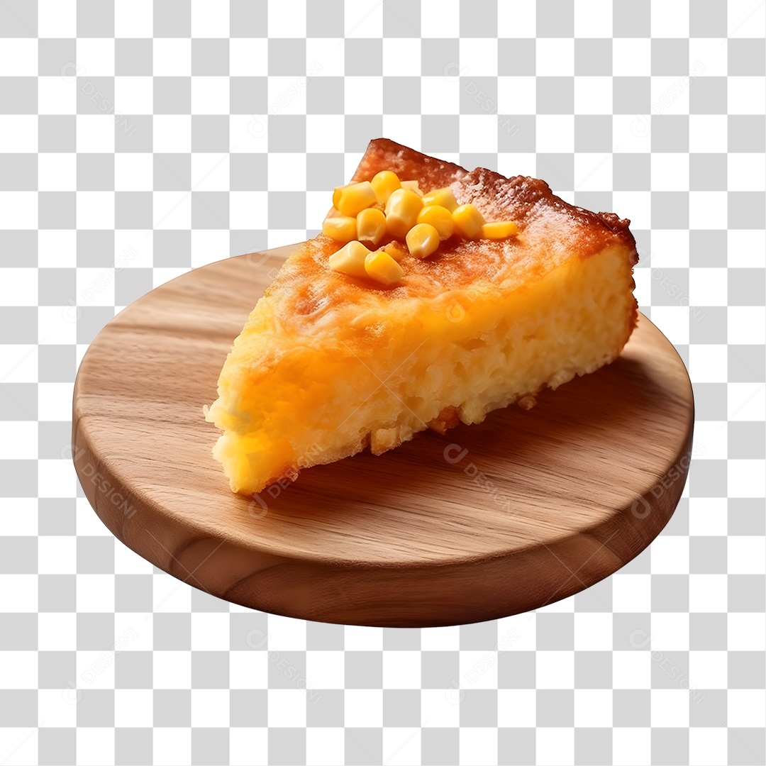 Fatia de bolo sobre uma tábua de madeira PNG Transparente