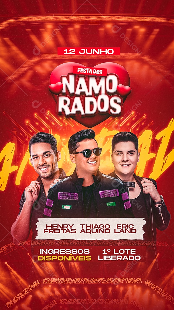 Story Show Festa Dos Namorados Flyer Social Media PSD Editável