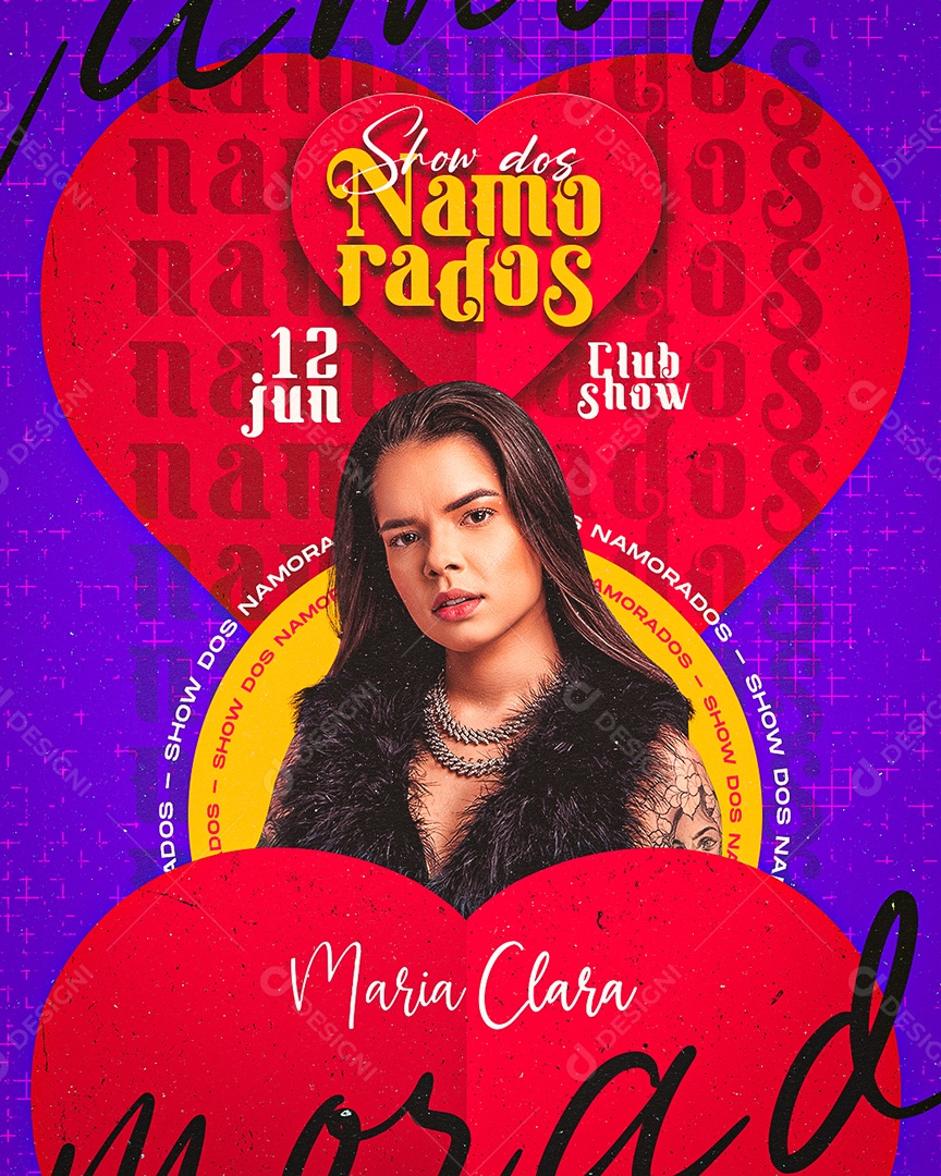 Show dos Namorados12 de Junho Com Maria Clara Feed Social Media PSD Editável