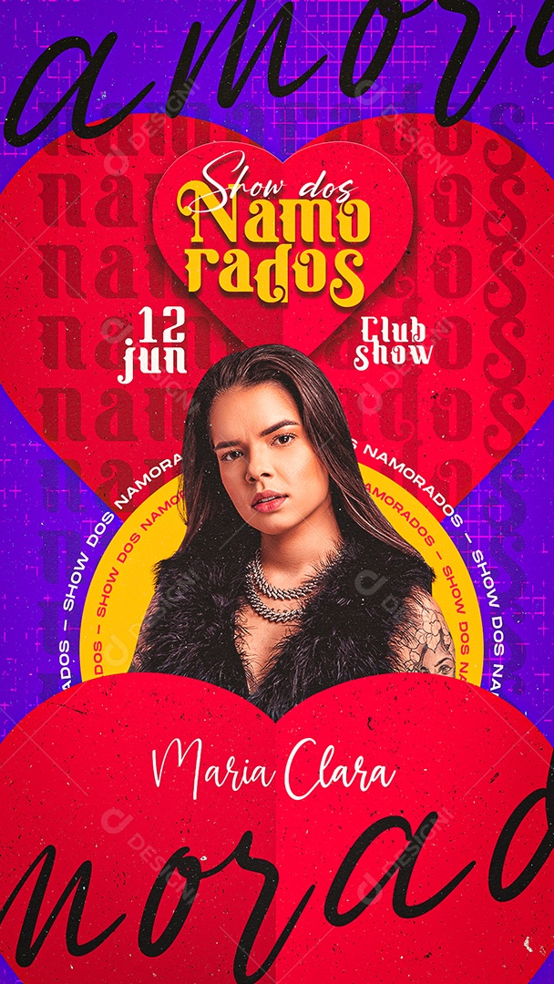 Show dos Namorados 12 de Junho Com Maria Clara Stories Social Media PSD Editavel