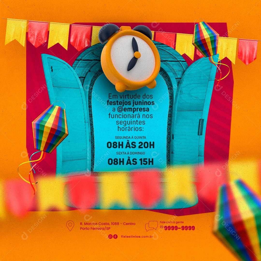 Em Virtude Dos Festejos Juninos São João Comunicado Social Media PSD Editável