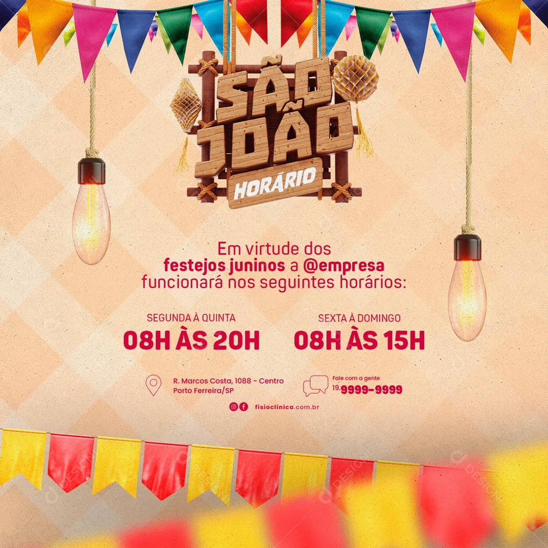 Em Virtude Dos Festejos A São João Comunicado Social Media PSD Editável