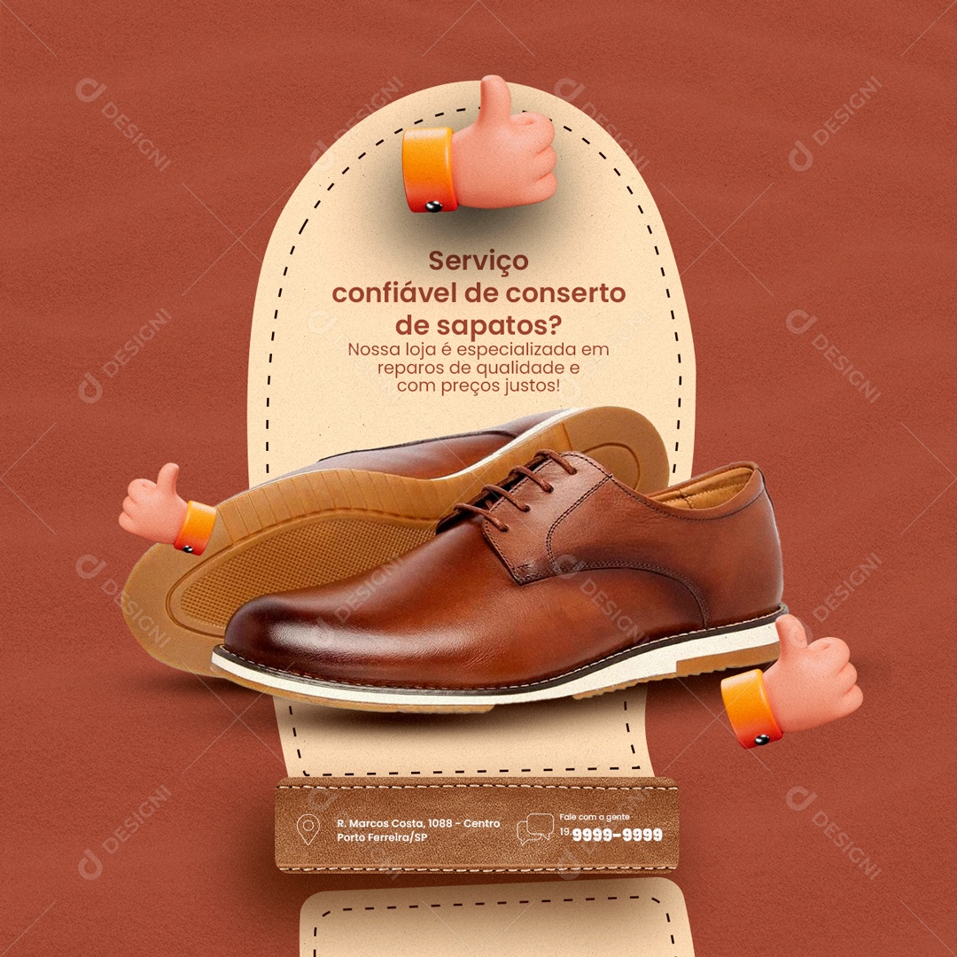Serviço Confiável De Conserto De Sapatos Sapataria Social Media PSD Editável