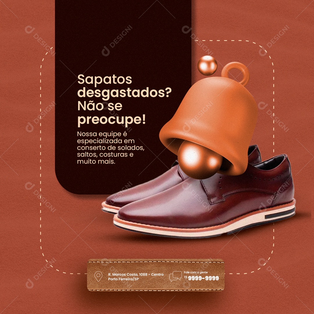 Sapatos Desgastados Não Se Preocupe Sapataria Social Media PSD Editável