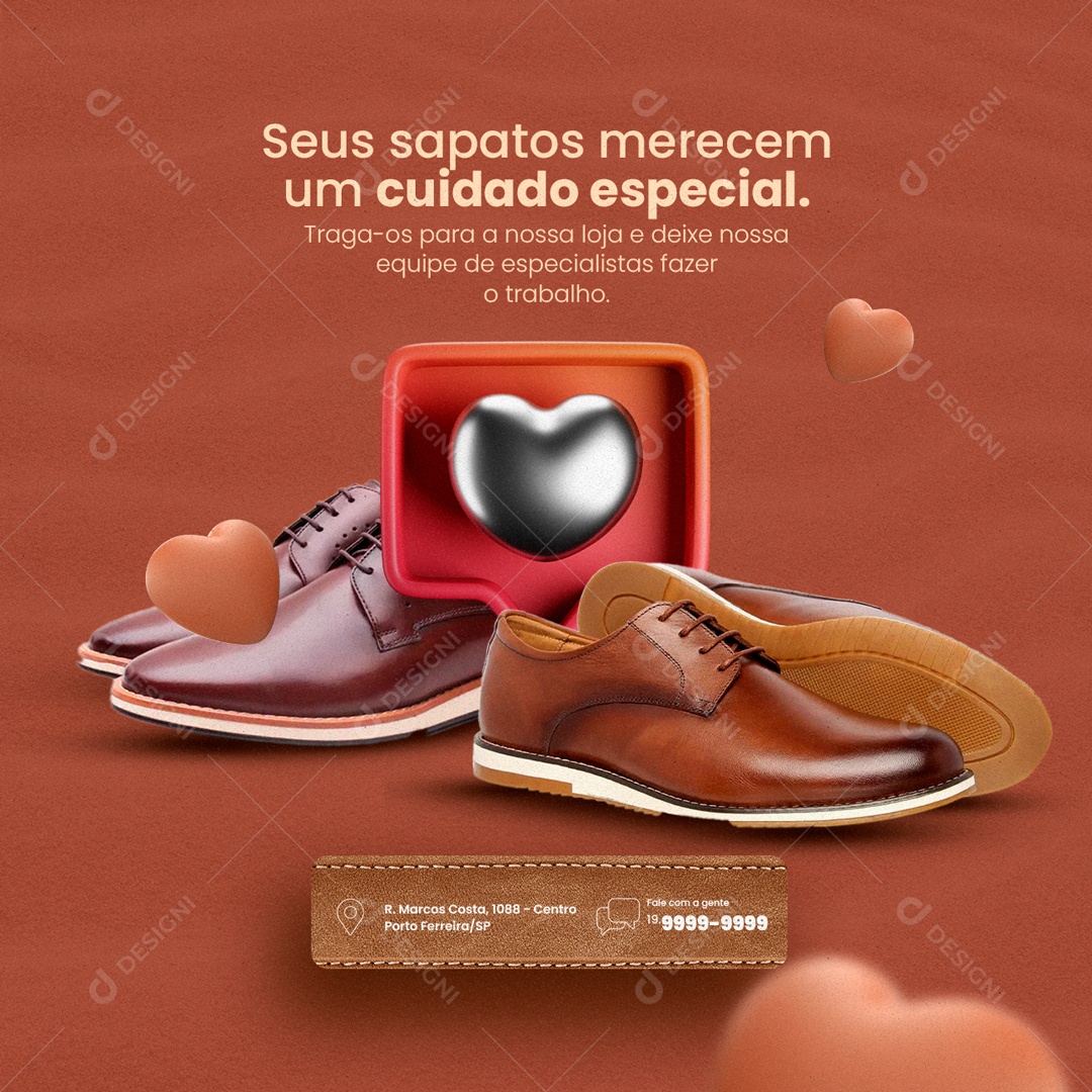 Seus Sapatos Merecem Um Cuidado Especial Sapataria Social Media PSD Editável