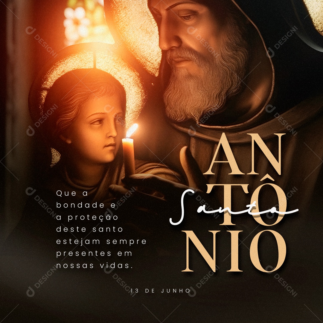 Que A Bondade e a Proteção Deste Santo Estejam Dia De Santo Antônio Social Media PSD Editável