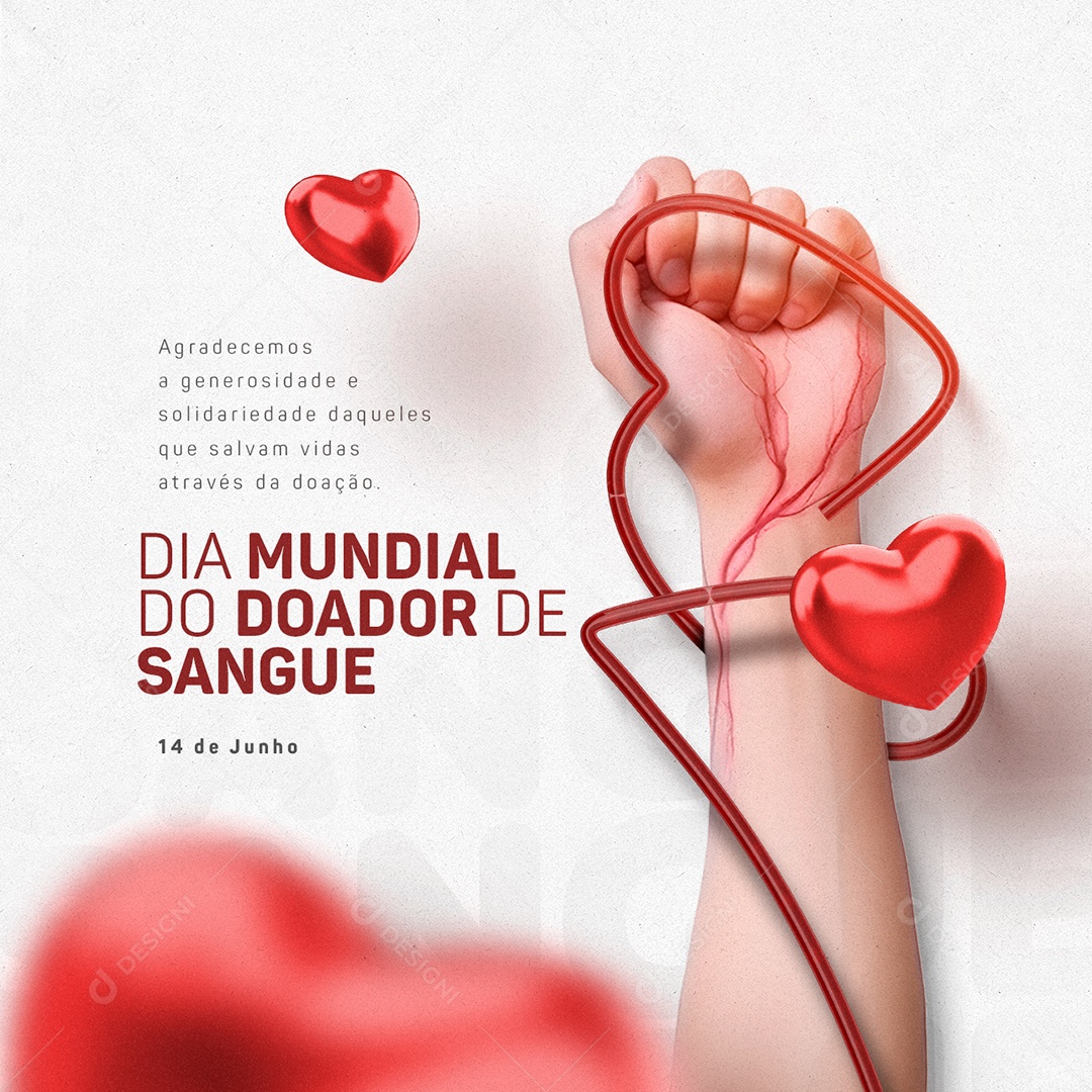 Agradecemos A Generosidade Dia do Doador de Sangue Social Media PSD Editável