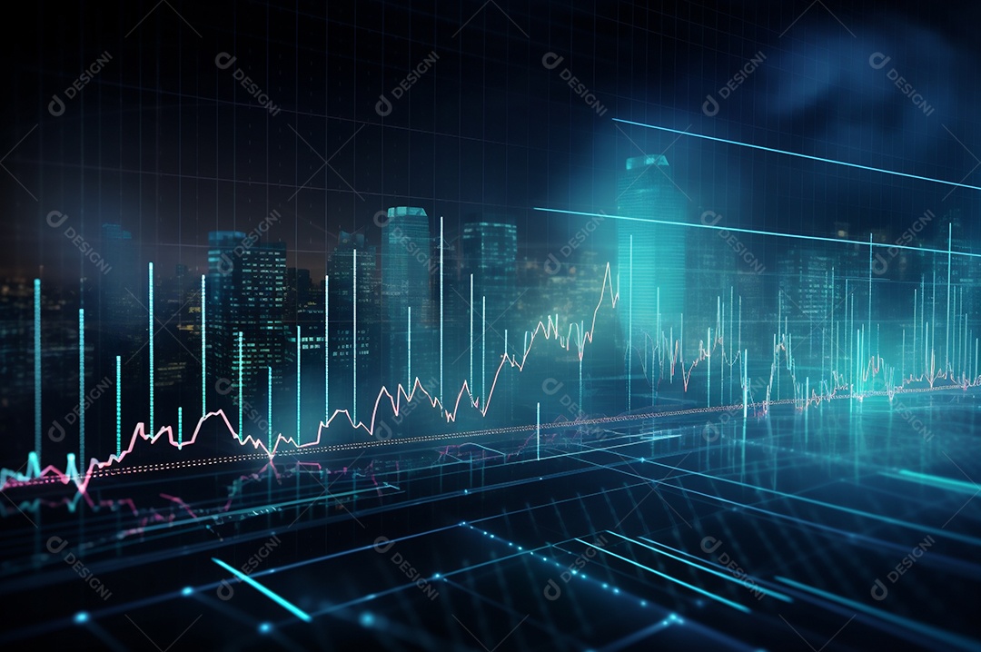 Fundo da cidade do gráfico financeiro