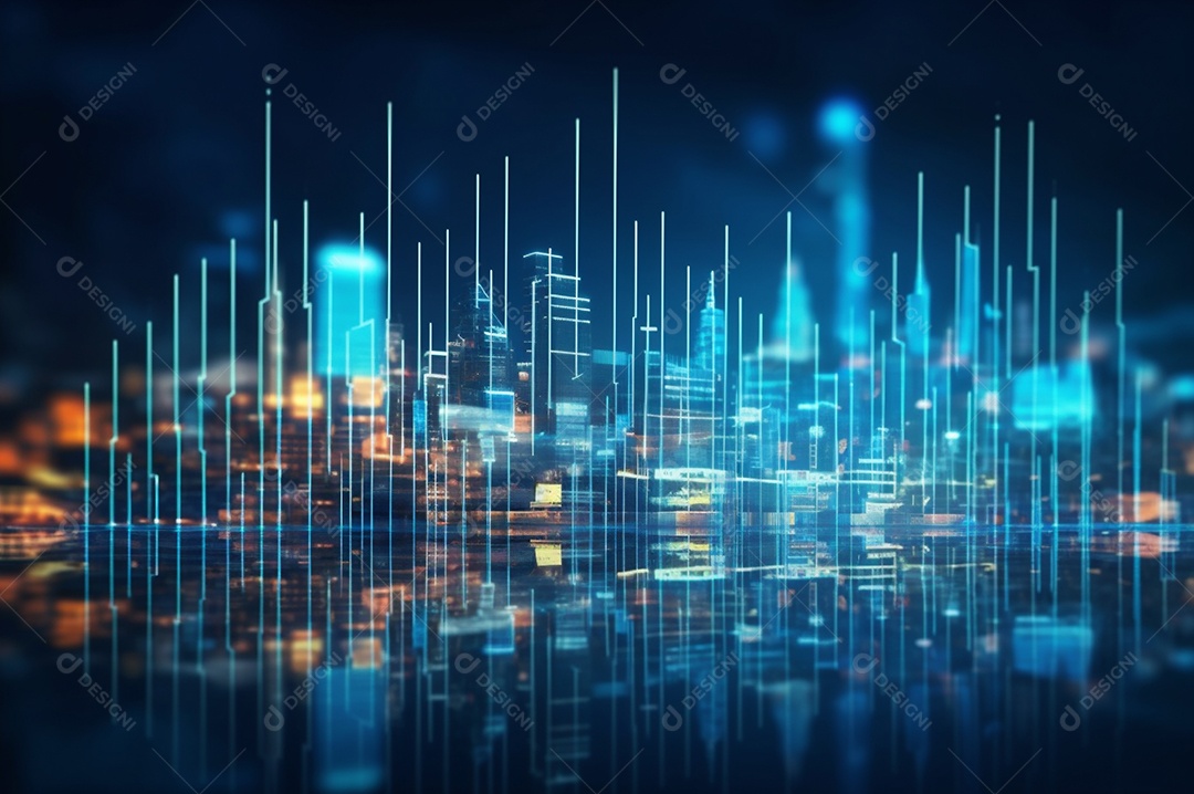 Fundo da cidade do gráfico financeiro