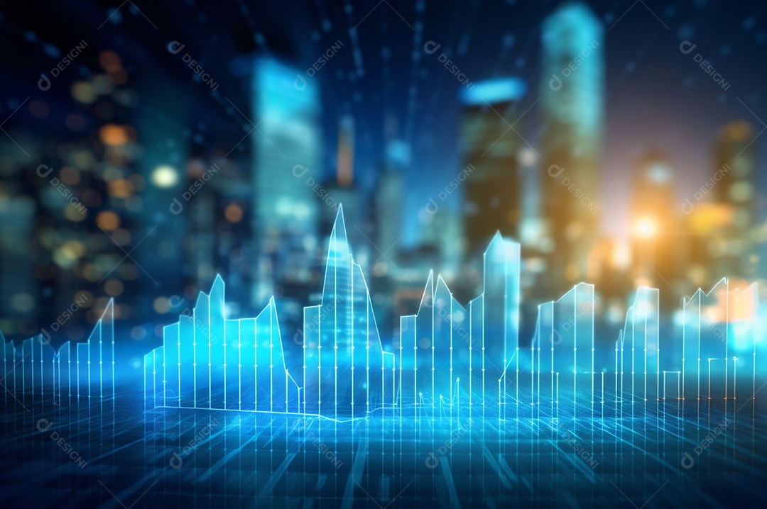 Fundo da cidade do gráfico financeiro