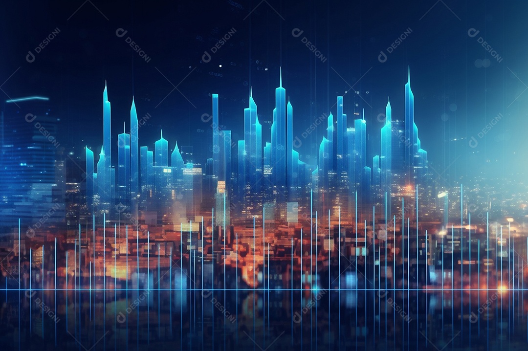 Fundo da cidade do gráfico financeiro