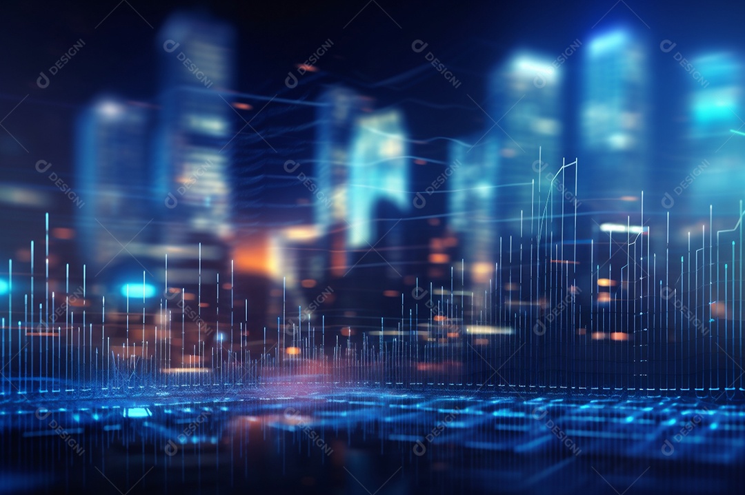 Fundo da cidade do gráfico financeiro