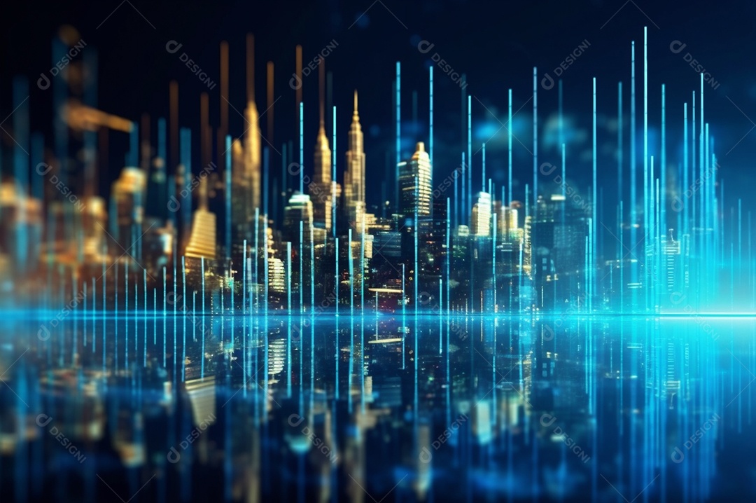 Fundo da cidade do gráfico financeiro