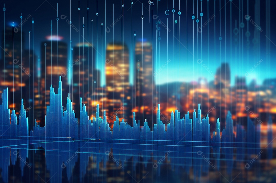 Fundo da cidade do gráfico financeiro