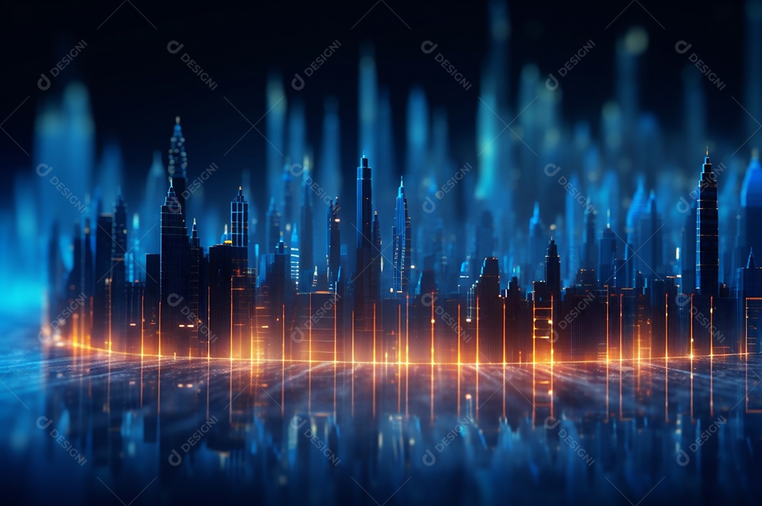 Fundo da cidade do gráfico financeiro