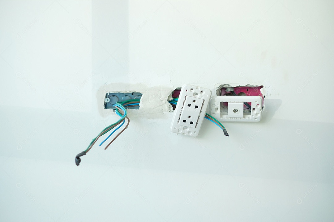 Cabos de instalação de fiação elétrica para soquete.